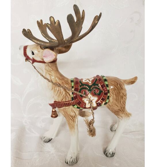 NEW Fitz & Floyd "Christmas Tidings" Ceramic Reindeer Figurines Discontinued - Picture 5 of 10